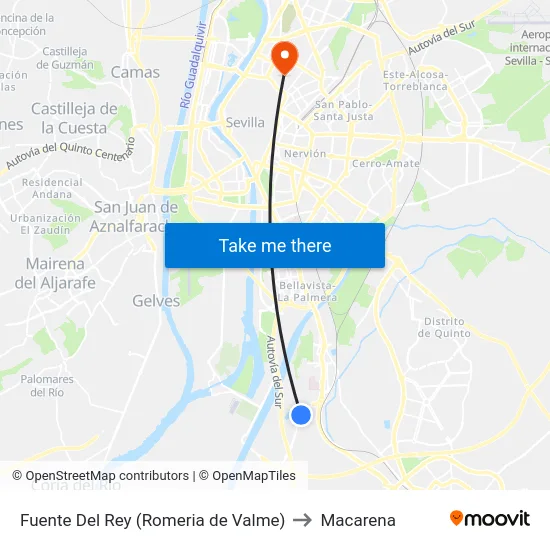 Fuente Del Rey (Romeria de Valme) to Macarena map