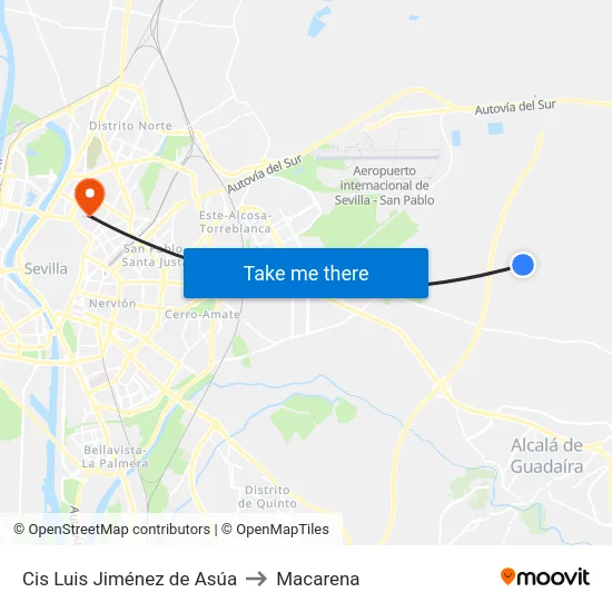 Cis Luis Jiménez de Asúa to Macarena map