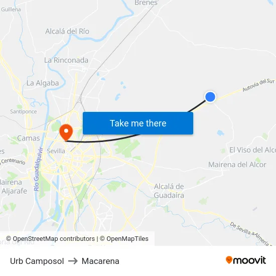 Urb Camposol to Macarena map