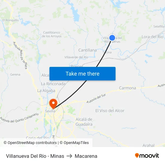 Villanueva Del Río - Minas to Macarena map