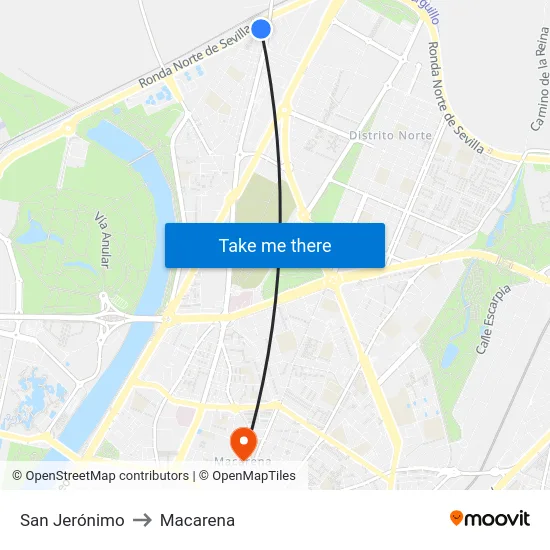 San Jerónimo to Macarena map