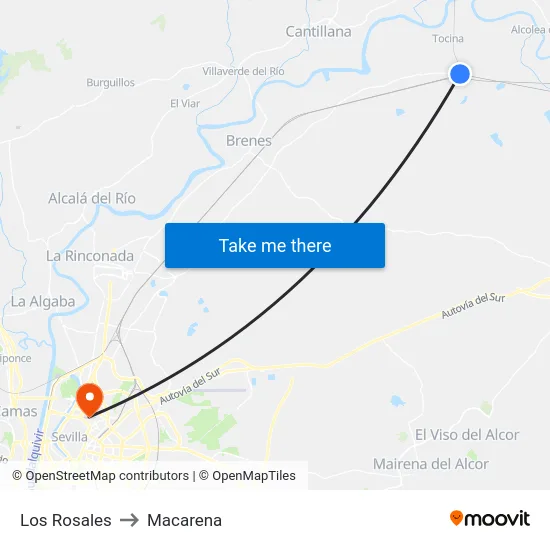 Los Rosales to Macarena map