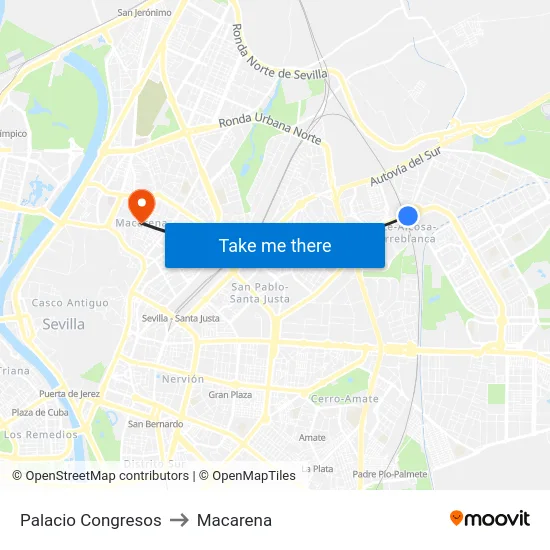 Palacio Congresos to Macarena map