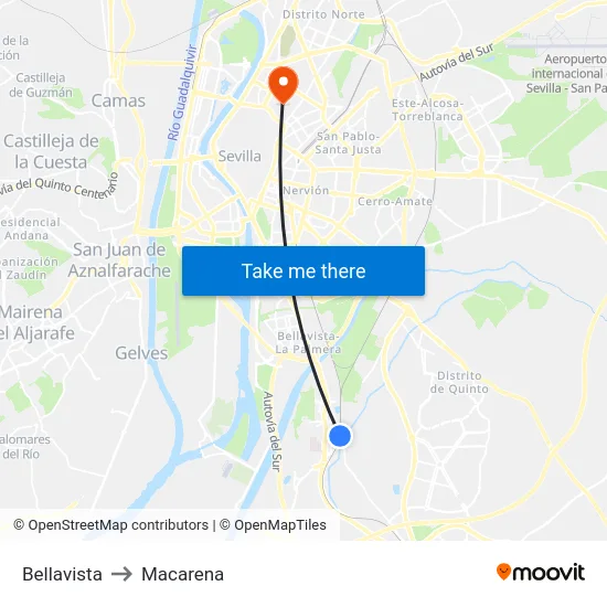 Bellavista to Macarena map