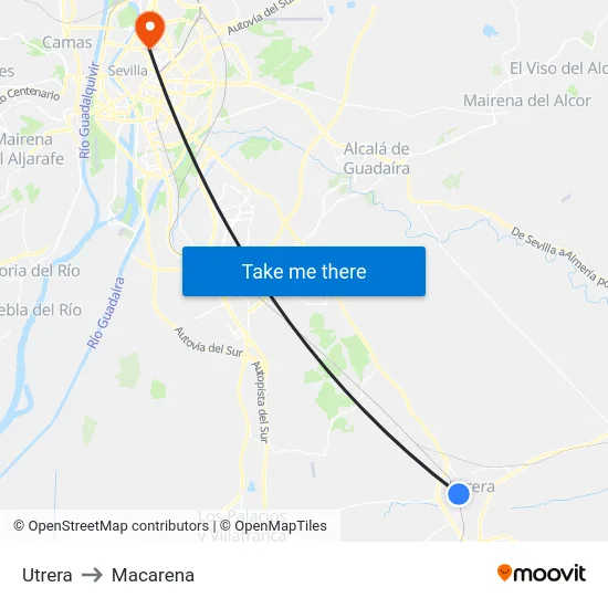 Utrera to Macarena map