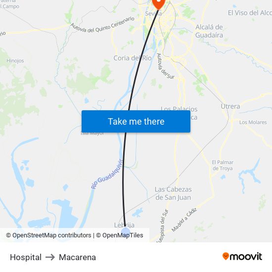 Hospital to Macarena map