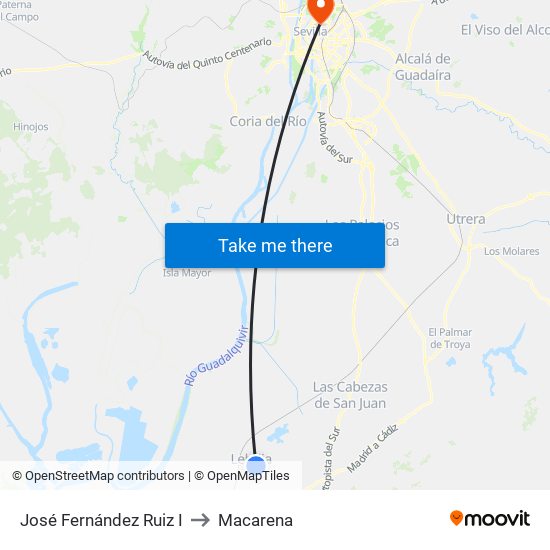 José Fernández Ruiz I to Macarena map