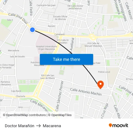 Doctor Marañón to Macarena map