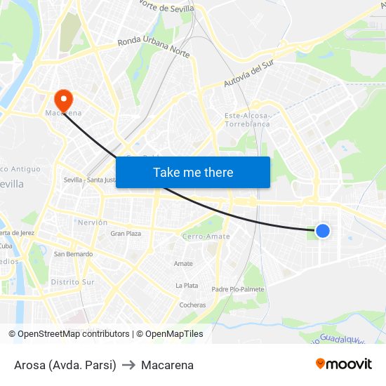 Arosa (Avda. Parsi) to Macarena map