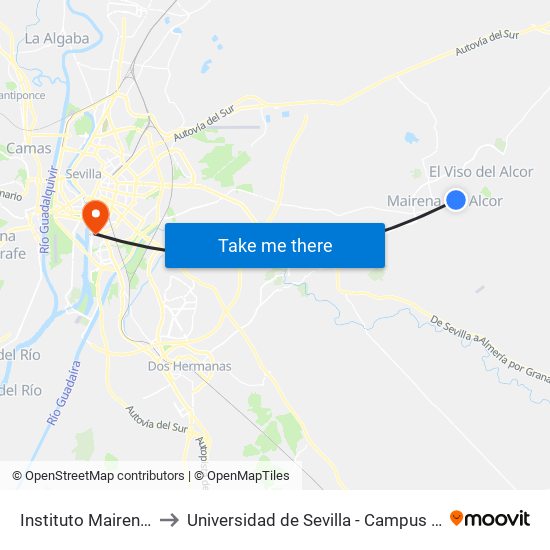 Instituto Mairena Alcor (V) to Universidad de Sevilla - Campus de Reina Mercedes map