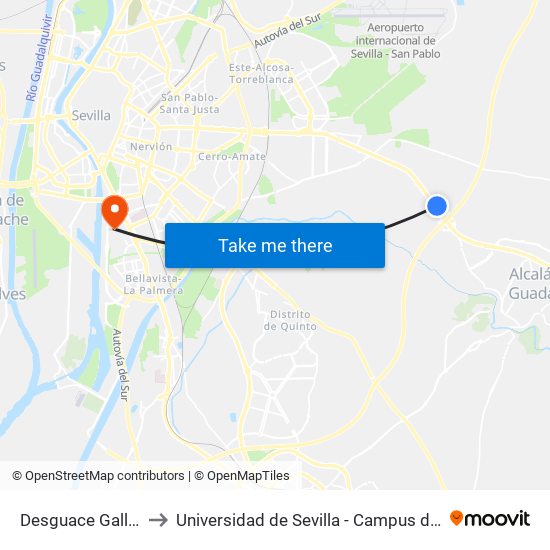 Desguace Gallego A-92 to Universidad de Sevilla - Campus de Reina Mercedes map