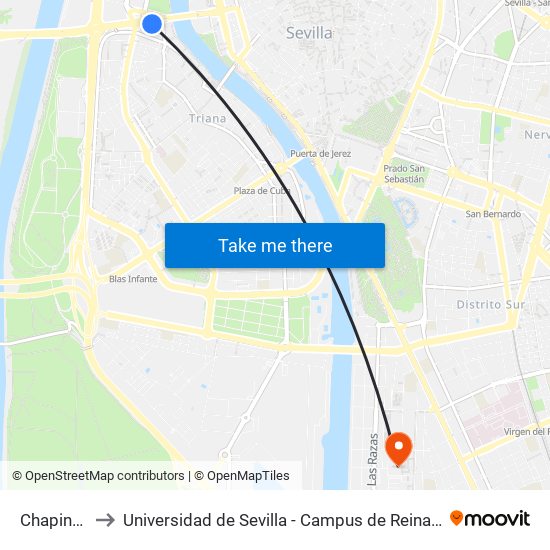 Chapina (I) to Universidad de Sevilla - Campus de Reina Mercedes map