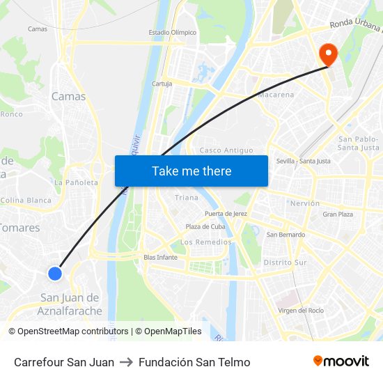 Carrefour San Juan to Fundación San Telmo map