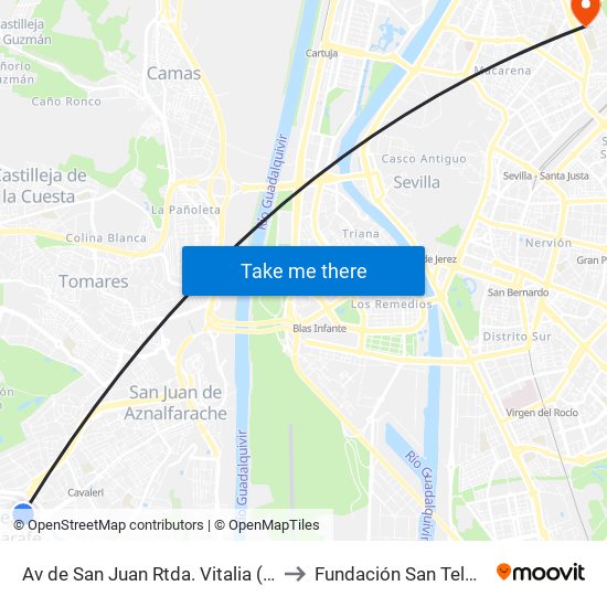 Av de San Juan Rtda. Vitalia (V) to Fundación San Telmo map