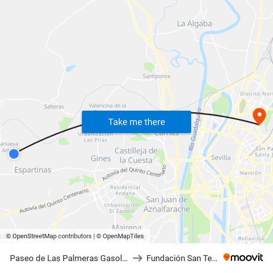 Paseo de Las Palmeras Gasolinera to Fundación San Telmo map