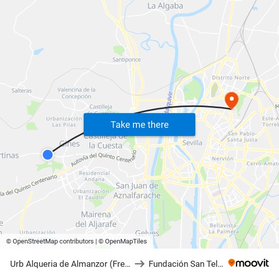 Urb Alqueria de Almanzor (Frente) to Fundación San Telmo map