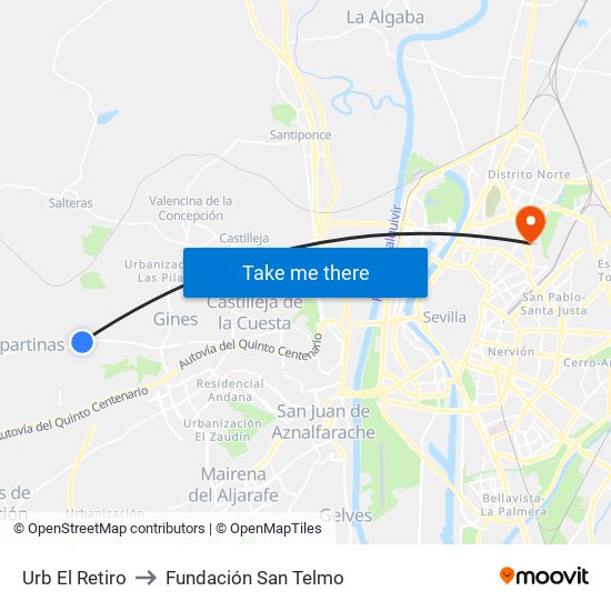 Urb El Retiro to Fundación San Telmo map