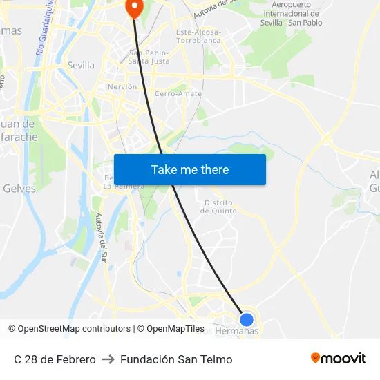 C 28 de Febrero to Fundación San Telmo map