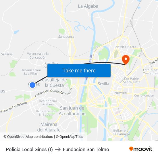 Policia Local Gines (I) to Fundación San Telmo map