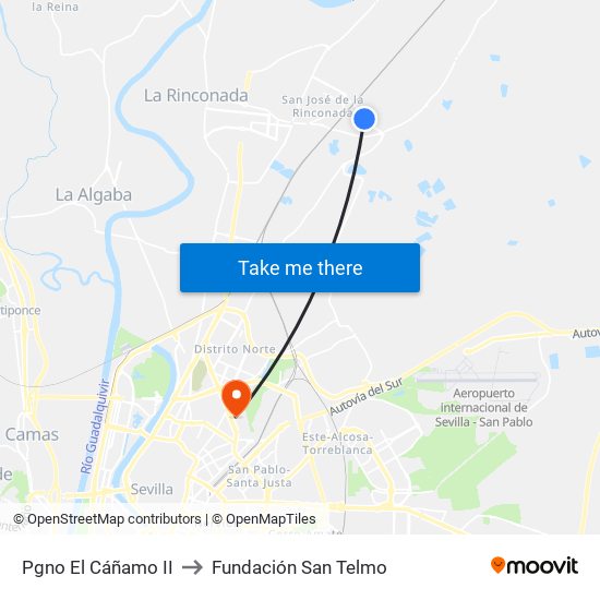 Pgno El Cáñamo II to Fundación San Telmo map