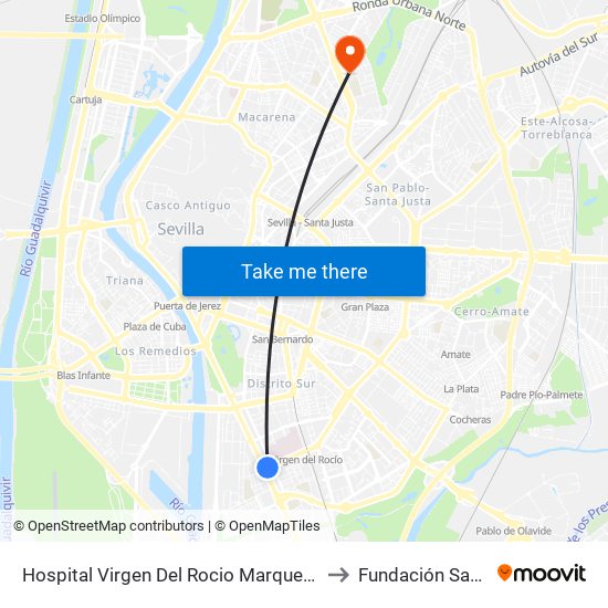 Hospital Virgen Del Rocio Marques Luca de Tena to Fundación San Telmo map
