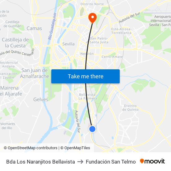 Bda Los Naranjitos Bellavista to Fundación San Telmo map