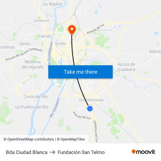 Bda Ciudad Blanca to Fundación San Telmo map