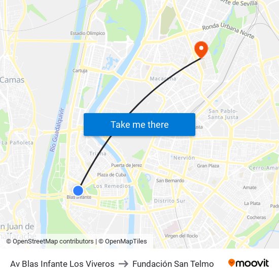 Av Blas Infante Los Viveros to Fundación San Telmo map