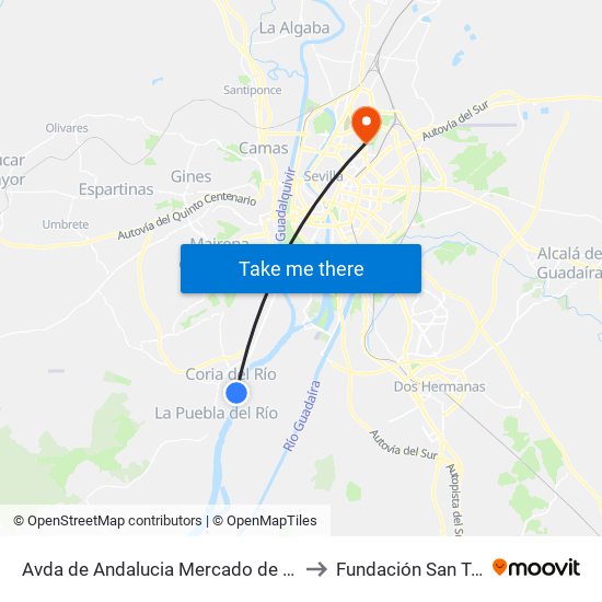 Avda de Andalucia Mercado de Abastos to Fundación San Telmo map