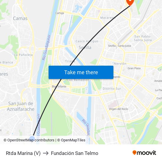 Rtda Marina (V) to Fundación San Telmo map