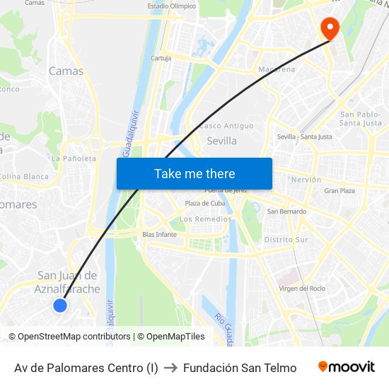 Av de Palomares Centro (I) to Fundación San Telmo map