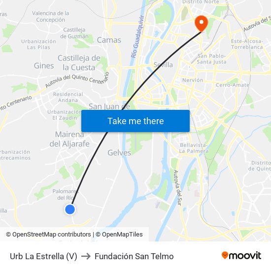 Urb La Estrella (V) to Fundación San Telmo map