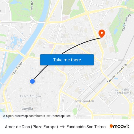 Amor de Dios (Plaza Europa) to Fundación San Telmo map