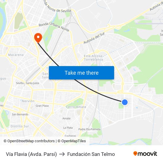 Vía Flavia (Avda. Parsi) to Fundación San Telmo map