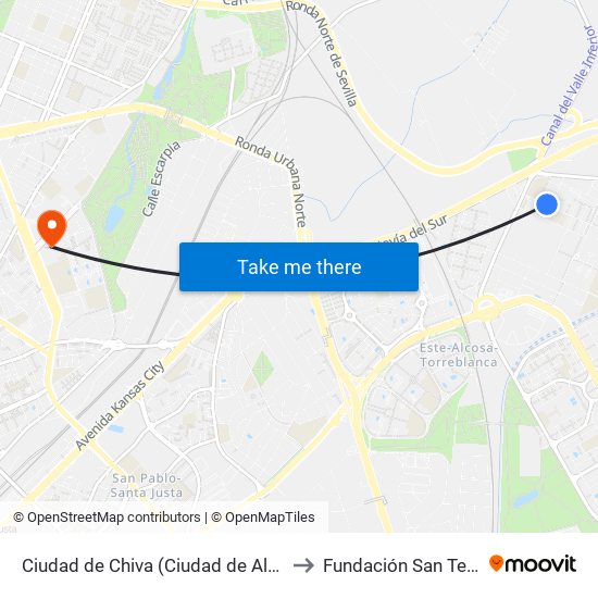 Ciudad de Chiva (Ciudad de Alfafar) to Fundación San Telmo map