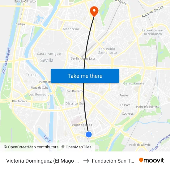 Victoria Dominguez (El Mago de Oz) to Fundación San Telmo map