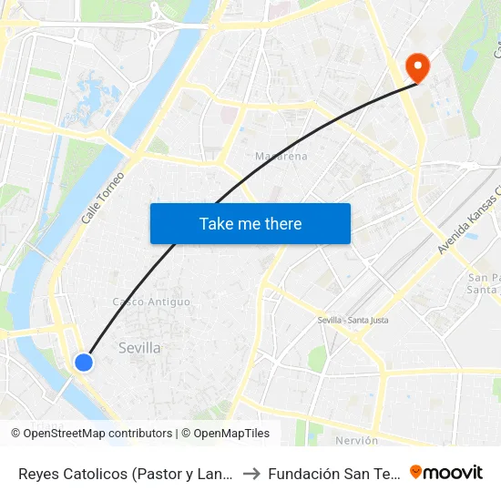 Reyes Catolicos (Pastor y Landero) to Fundación San Telmo map