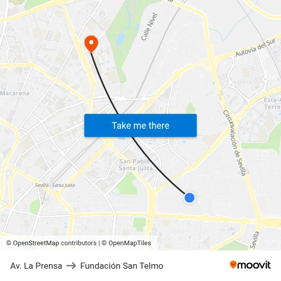 Av. La Prensa to Fundación San Telmo map