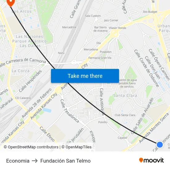 Economia to Fundación San Telmo map