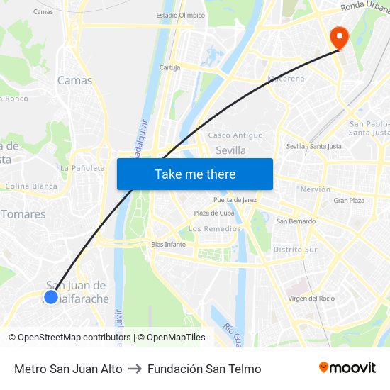 Metro San Juan Alto to Fundación San Telmo map