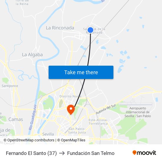 Fernando El Santo (37) to Fundación San Telmo map