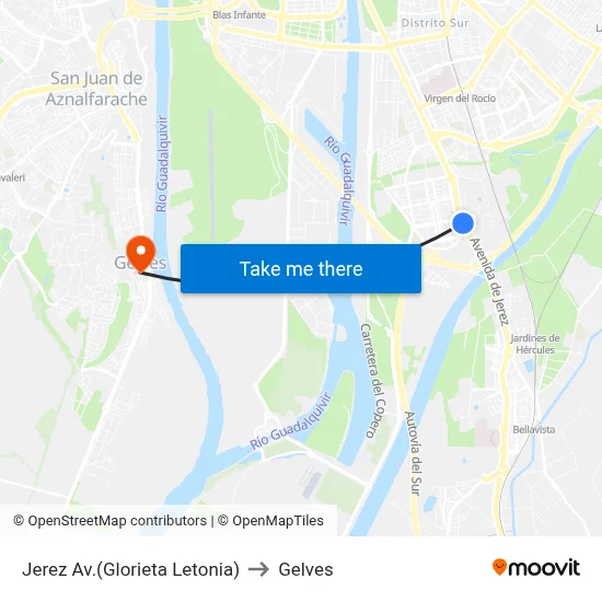 Jerez Av.(Glorieta Letonia) to Gelves map