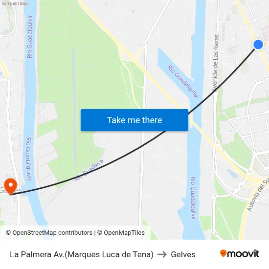 La Palmera Av.(Marques Luca de Tena) to Gelves map