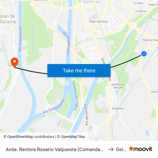 Avda. Rectora Rosario Valpuesta (Comandancia Guardia Civil) to Gelves map