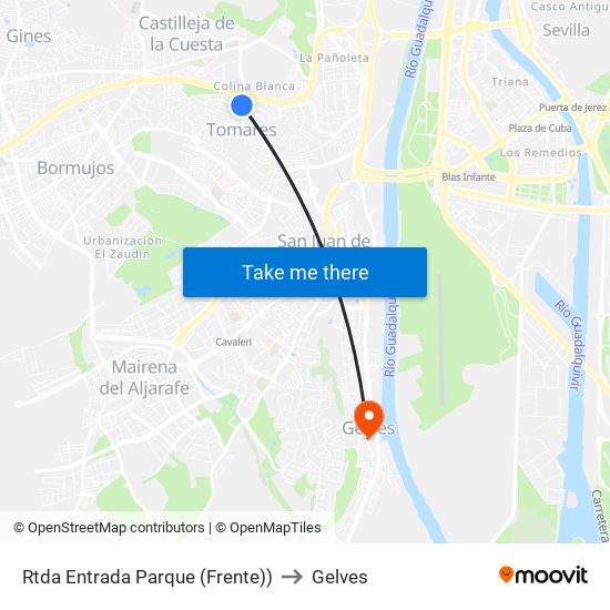 Rtda Entrada Parque (Frente)) to Gelves map