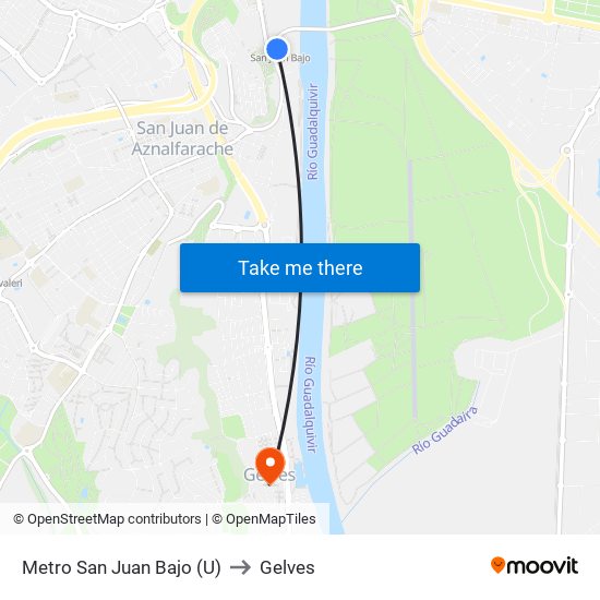 Metro San Juan Bajo (U) to Gelves map