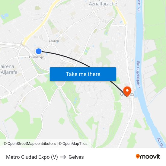 Metro Ciudad Expo (V) to Gelves map