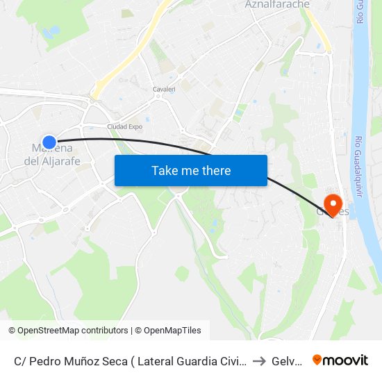 C/ Pedro Muñoz Seca ( Lateral Guardia Civil ) to Gelves map