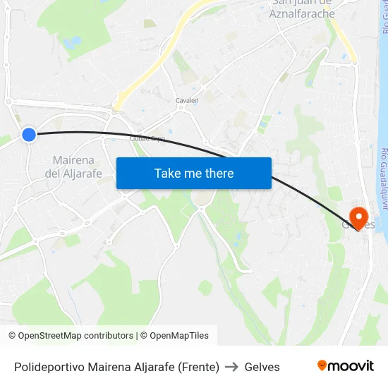 Polideportivo Mairena Aljarafe (Frente) to Gelves map
