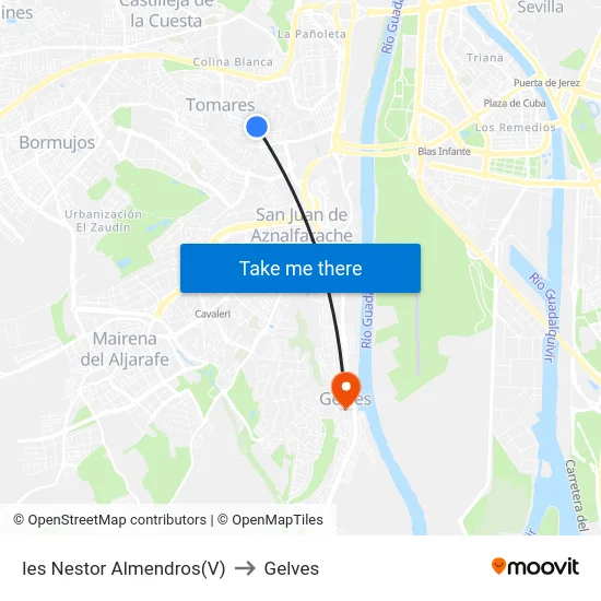 Ies Nestor Almendros(V) to Gelves map